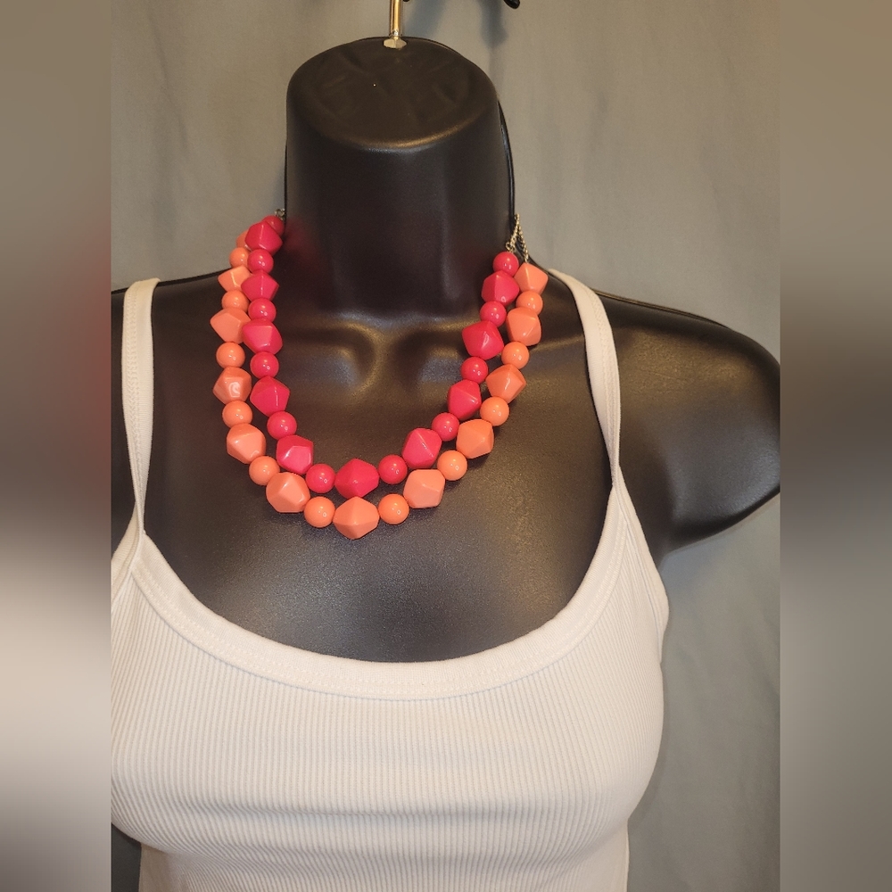 Double beaded necklace set with beaded earrings